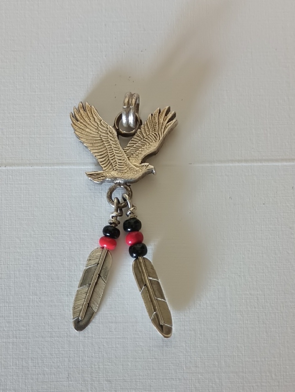 Eagle With Feathers And Beads Pendant